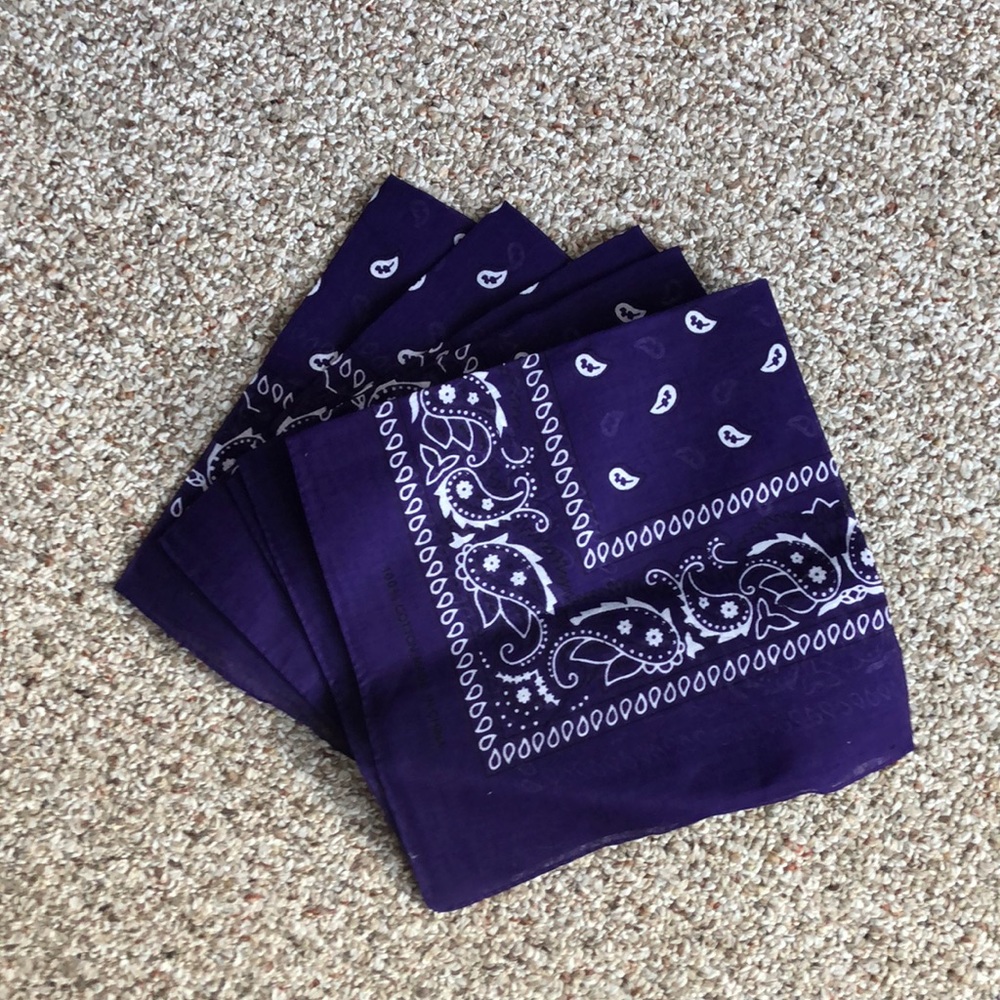 Five (5!) Purple Bandanas
